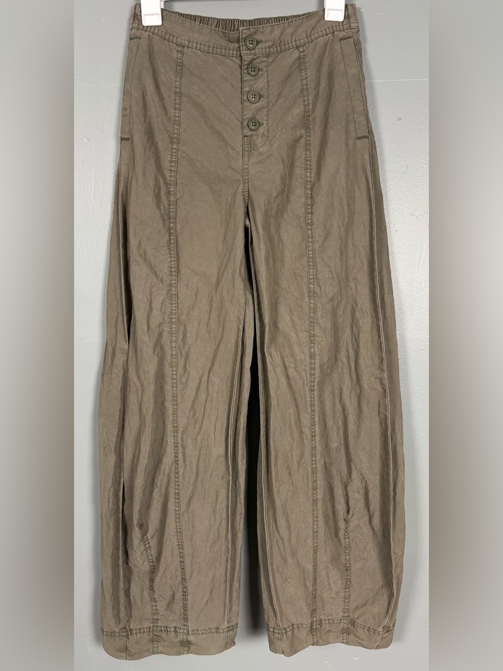 Free People Sylvie Green Barrel High Rise Pants - Picture 5 of 8